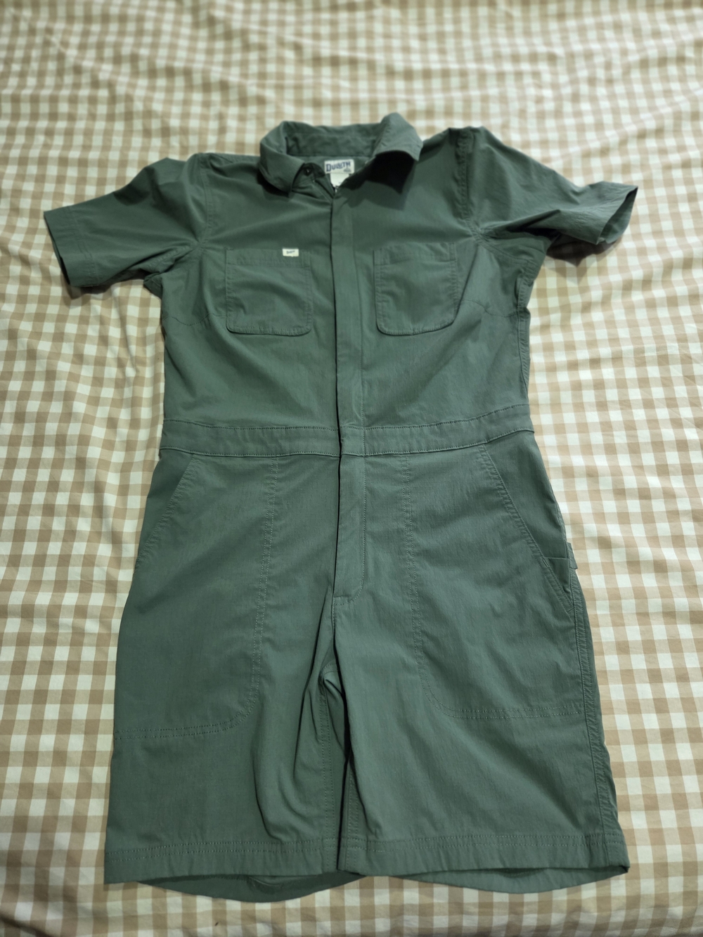 Duluth Trading Co Women's  Short-Sleeve Green Gardening Jumpsuite XS